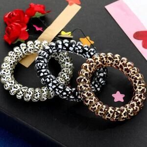 Animal Print Telephone Cord Hair Tie Set of 3 Large